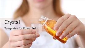  Presentation with syrup drugs - Beautiful PPT theme featuring cough syrup backdrop and a coral colored foreground
