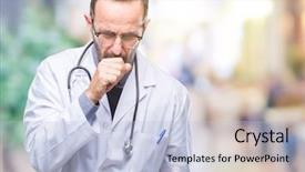  Presentation with medical concept - Theme with coughing as symptom for cold background and a  colored foreground
