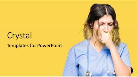  Presentation with medical mhealth healthcare concept - Presentation theme enhanced with coughing as symptom for cold background and a yellow colored foreground