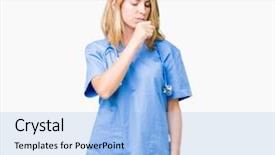 Presentation with medical concept - Beautiful presentation theme featuring coughing as symptom for cold backdrop and a light blue colored foreground