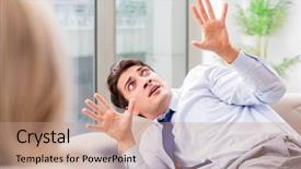  Presentation with psychiatrist - Colorful PPT theme enhanced with counceling - young man visiting psychiatrist doctor backdrop and a coral colored foreground