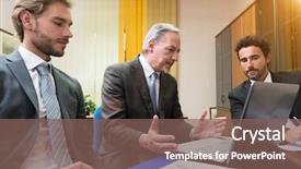  Presentation with work - Cool new slides with council - business people at work backdrop and a violet colored foreground