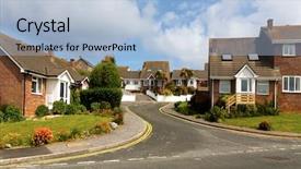  Presentation with street light view - Slide deck enhanced with council - view at traditional english street background and a light blue colored foreground