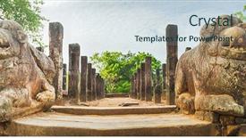  Presentation with world heritage - Amazing PPT theme having council chamber in the world backdrop and a sky blue colored foreground