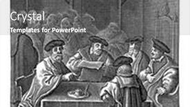  Presentation with miracle - Presentation design consisting of council-meeting-of-the-magistrates background and a dark gray colored foreground