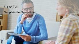  Presentation with ted talk - Theme with counselling sessions - talk with patient background and a light gray colored foreground