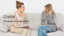  Presentation with counselling session - Presentation theme having counselling sessions - upset woman talking to her background and a soft green colored foreground