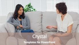  Presentation with listening woman - Amazing presentation theme having counselor - woman listening to her therapist backdrop and a coral colored foreground