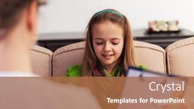  Presentation with teen girl - Presentation theme consisting of counselor-or-doctor-taking-notes background and a red colored foreground