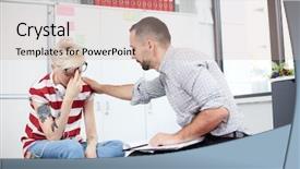  Presentation with supporting - Beautiful presentation theme featuring counselor supporting his teenage patient backdrop and a soft green colored foreground