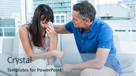  Presentation with trauma - Beautiful PPT theme featuring counselors trauma - therapist consoling a woman backdrop and a light blue colored foreground