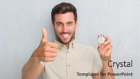  Presentation with grey - Theme featuring countdown - handsome young man over grey background and a soft green colored foreground