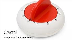  Presentation with timer - Theme enhanced with countdown clock - classic plastic kitchen timer isolated background and a white colored foreground