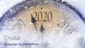  Presentation with 2020 - Cool new slide set with countdown-to-midnight-retro-style backdrop and a sky blue colored foreground