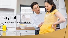  Presentation with taking care of children and parent - PPT theme having counter - lovely husband taking care background and a sky blue colored foreground