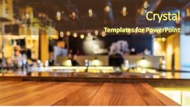  Presentation with restaurant - PPT theme having counter - restaurant blurred background background and a tawny brown colored foreground