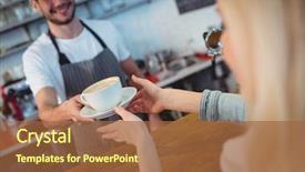  Presentation with college coffee shop - Amazing PPT theme having counter - tilt shot of young male backdrop and a red colored foreground