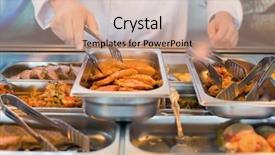  Presentation with catering - Colorful slide deck enhanced with counter at public catering restaurant backdrop and a coral colored foreground