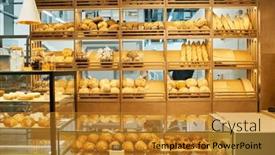  Presentation with cafeteria - Presentation design with counter-desk-of-bakery-clerk background and a  colored foreground