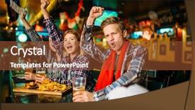  Presentation with sports fans - Slides featuring counter in sports bar background and a red colored foreground