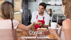  Presentation with female male symbol - Slide set enhanced with counter in the coffee shop background and a coral colored foreground