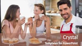  Presentation with coffee shop - Slides consisting of counter in the coffee shop background and a coral colored foreground