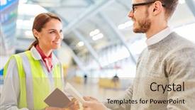  Presentation with airport facial recognition - Presentation theme featuring counter is controlled at entry background and a mint green colored foreground