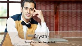  Presentation with egyptian restaurant - Theme featuring counter of resort restaurant background and a coral colored foreground