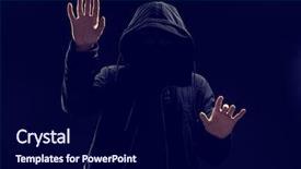  Presentation with hacker - Slide set consisting of countermeasure - hacker in hood working background and a navy blue colored foreground