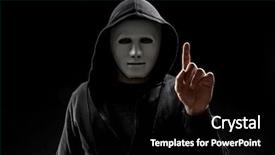 Presentation with hacker in mask lock - Colorful slide set enhanced with countermeasure - hacker in mask pushing button backdrop and a black colored foreground