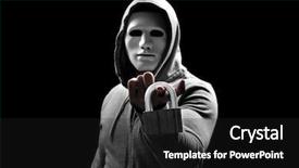  Presentation with hacker in mask lock - Amazing PPT theme having countermeasure - hacker in mask with lock backdrop and a dark gray colored foreground