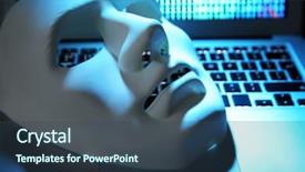  Presentation with laryngeal mask airway - PPT theme having countermeasure - white mask on laptop keyboard background and a ocean colored foreground