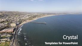  Presentation with unmanned aerial - Cool new PPT layouts with counties - ventura county coast aerial backdrop and a dark gray colored foreground