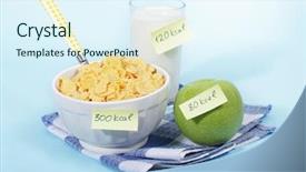  Presentation with labels - Theme featuring counting - heatlhy breakfast with calories count background and a sky blue colored foreground