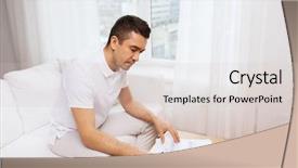  Presentation with business calculator - PPT theme consisting of counting and filling tax form background and a soft green colored foreground