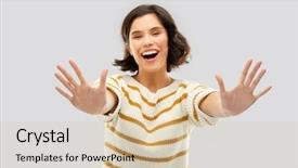  Presentation with young happy people smiling - Presentation design featuring counting and people concept - happy background and a  colored foreground