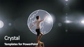  Presentation with world travel - Amazing slide deck having countries aroud world - businesswoman standing on chair backdrop and a dark gray colored foreground