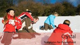 Presentation with snowball - Colorful theme enhanced with countries fighting - family with kids having backdrop and a coral colored foreground