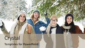  Presentation with fun and smile - Slide set having countries fighting - waist up portrait of four background and a mint green colored foreground