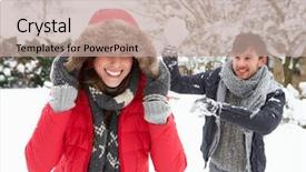  Presentation with snowball - Amazing slide deck having countries fighting - young couple having snowball fight backdrop and a coral colored foreground