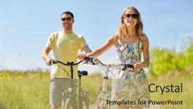  Presentation with bicycles - Slide deck featuring countries free - people leisure and lifestyle concept background and a yellow colored foreground