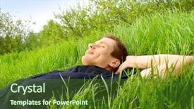  Presentation with man relaxing on massage table - PPT theme with countries free - young man relaxing in spring background and a tawny brown colored foreground