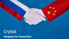  Presentation with partnership - Colorful PPT layouts enhanced with countries handshaking - picture of partnership handshake backdrop and a gray colored foreground