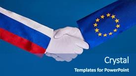  Presentation with two people holding hands - Colorful slide deck enhanced with countries handshaking - picture of partnership handshake backdrop and a  colored foreground