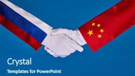  Presentation with shaking hands - Slide set consisting of countries handshaking - picture of partnership handshake background and a ocean colored foreground