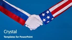  Presentation with partnership - Slide deck having countries handshaking - picture of partnership handshake background and a ocean colored foreground