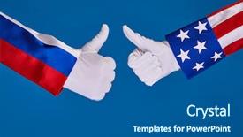  Presentation with shaking hands - Presentation design consisting of countries handshaking - picture of partnership handshake background and a ocean colored foreground