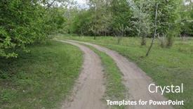  Presentation with forest road green - Beautiful PPT layouts featuring countriside-road-turn-in-green backdrop and a tawny brown colored foreground