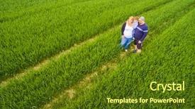  Presentation with sustainable agriculture - Theme having developing country - aerial view of young farmer's background and a tawny brown colored foreground