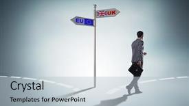  Presentation with brexit - Presentation theme with economy country - businessman in brexit concept background and a light blue colored foreground